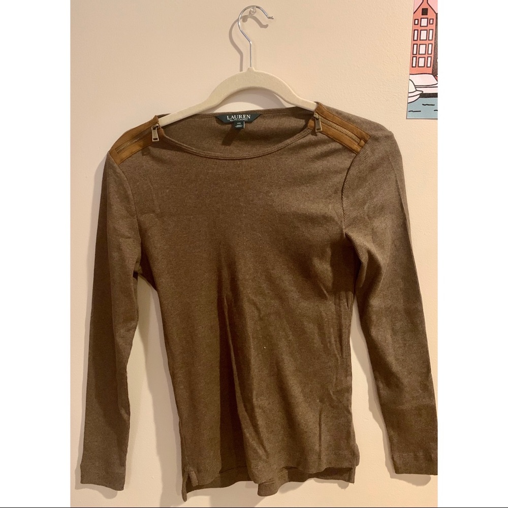 NWOT Ralph Lauren 3/4 Sleeve T-shirt w/ Zipper